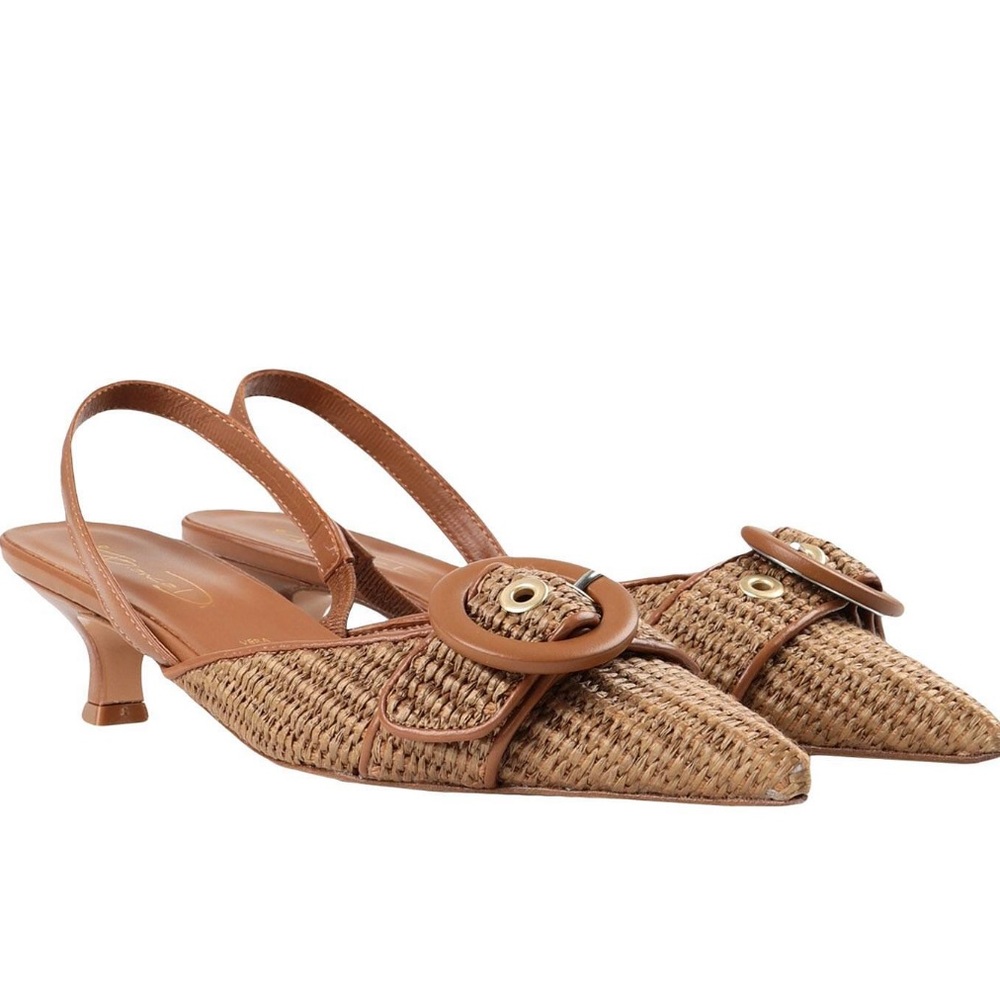 Bianca Di raffia and leather sling back shoe 40